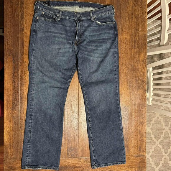 Abercrombie and Fitch mens kilby boot cut stonewashed blue jeans 38 X 30 stretch - Picture 1 of 8